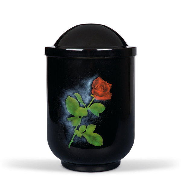 Urne Schwarz, Airbrush: "Rose"