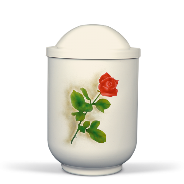 Urne Cremeweiß, Airbrush: " Rose "