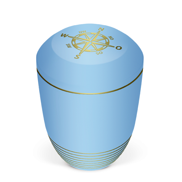 Urne Seeurne, Atlantikblau, Gold Kompass-Dekor