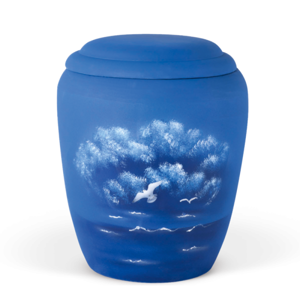 Urne Seeurne, Handbemalt Meeresblau