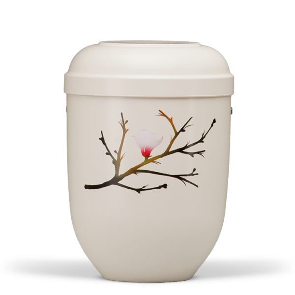 Urne Cremeweiss, Airbrush Motiv:  Blüte
