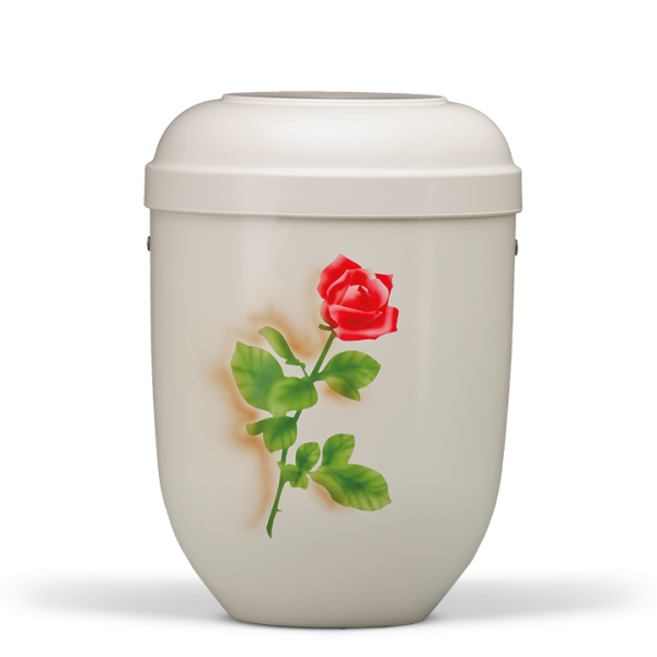 Urne Cremeweiss, Airbrush Motiv:  Rose