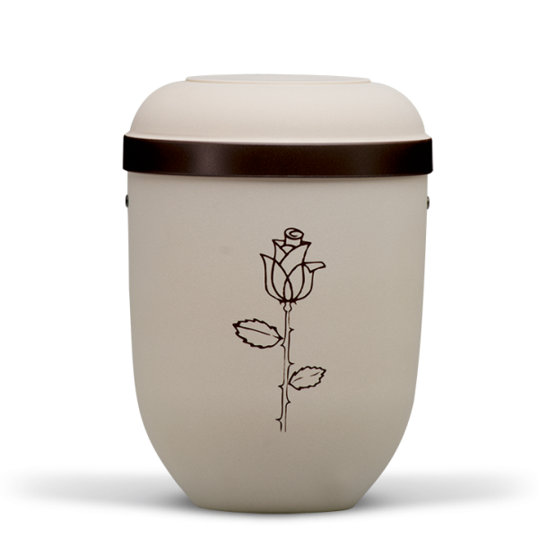 Urne Hell-Beige-Velour, Braun abgesetzt, Rose Braun