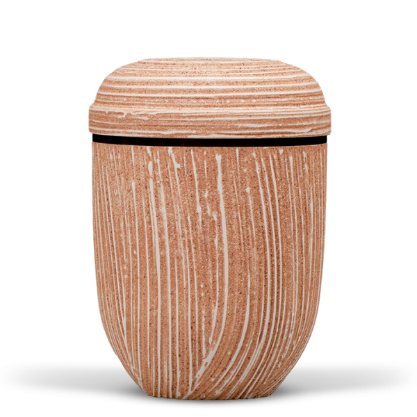 Urne Steinmehl/Zellulose beschichtet (Kalkstein), Rosé liniert