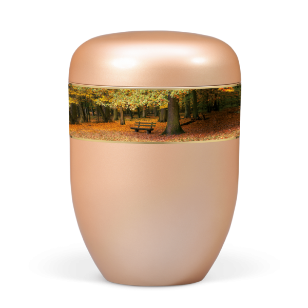 Urne Fishsilber Apricot, Dekorband - Waldlandschaft