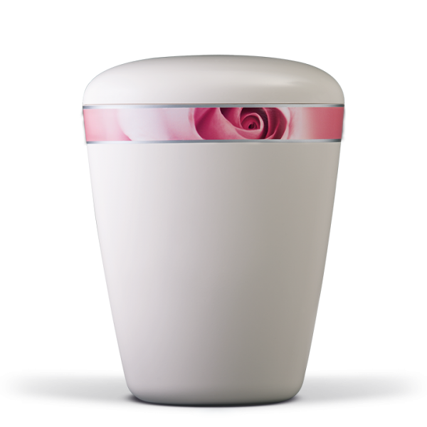 Urne Cremeweiß, Dekorband: Rosenblüte