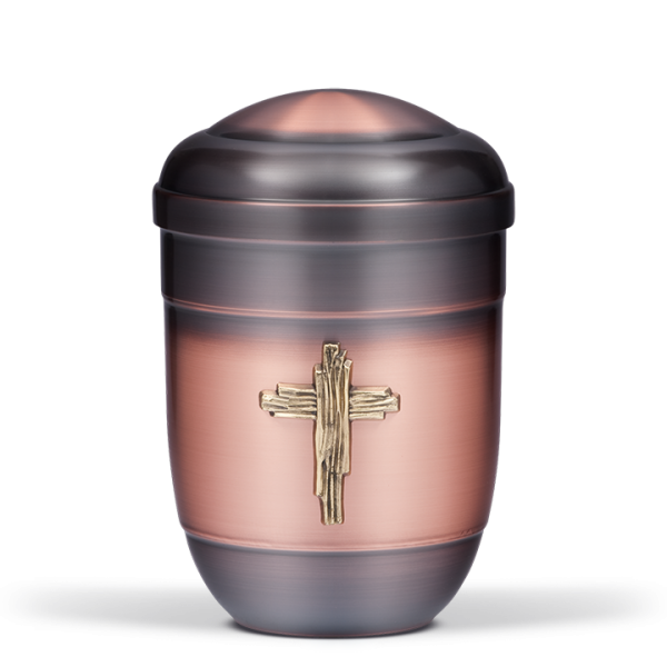 Urne Alt-Kupfer galvanisch, Messing Kreuz