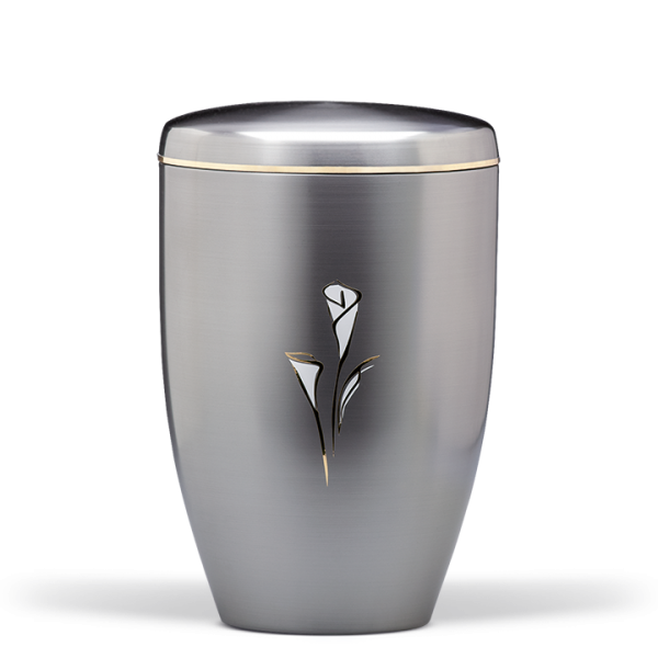 Urne ZIHESTA, "Calla" Weiss-Gold Glänzend, Goldband