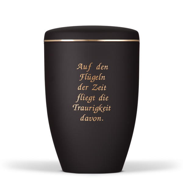 Urne Anthrazit Velour, Goldband, Trauertext Nr. 8
